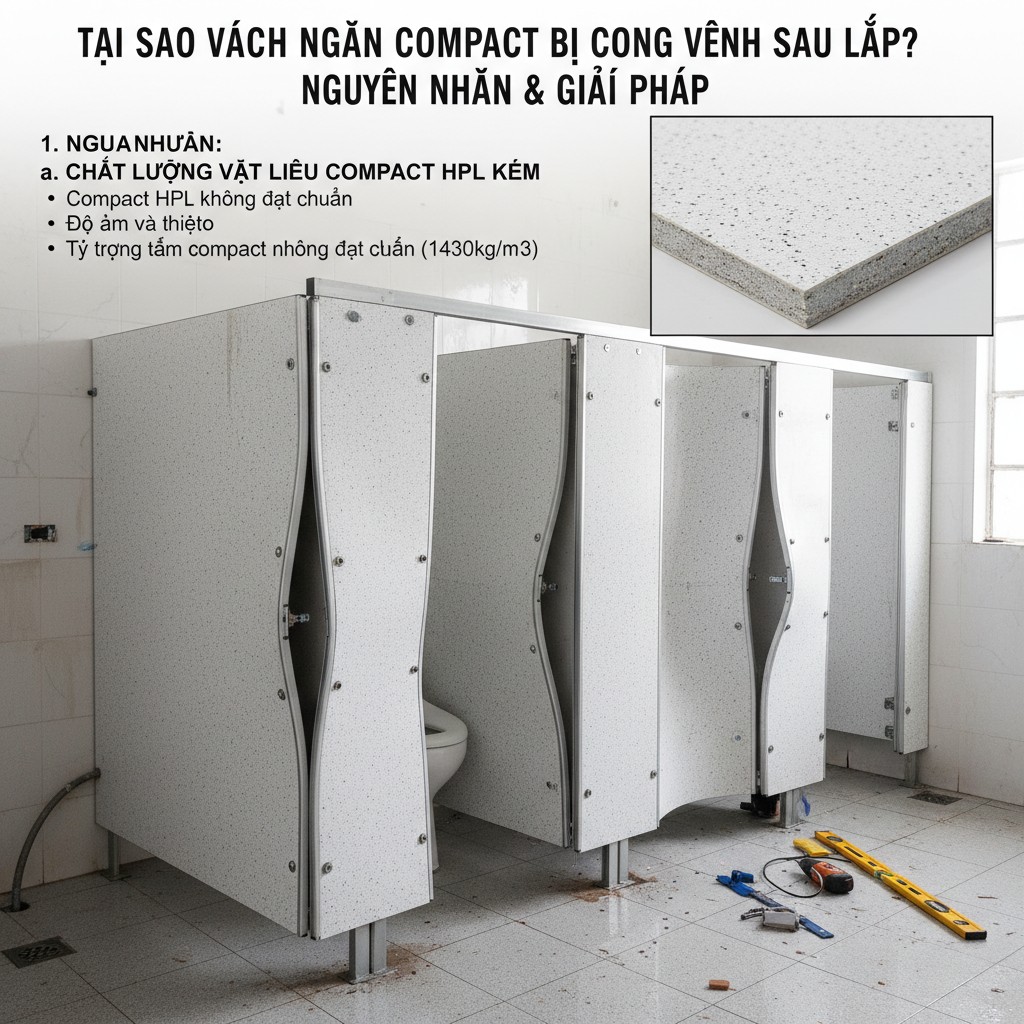 Tại Sao Vách Ngăn Compact Bị Cong Vênh Sau Lắp? Nguyên Nhân & Giải Pháp