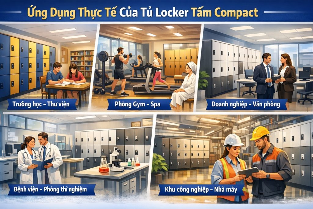 LockerTấm Compact HPL Làm Tủ Locker – Giải Pháp Lưu Trữ Hiện Đại Tại MBEE