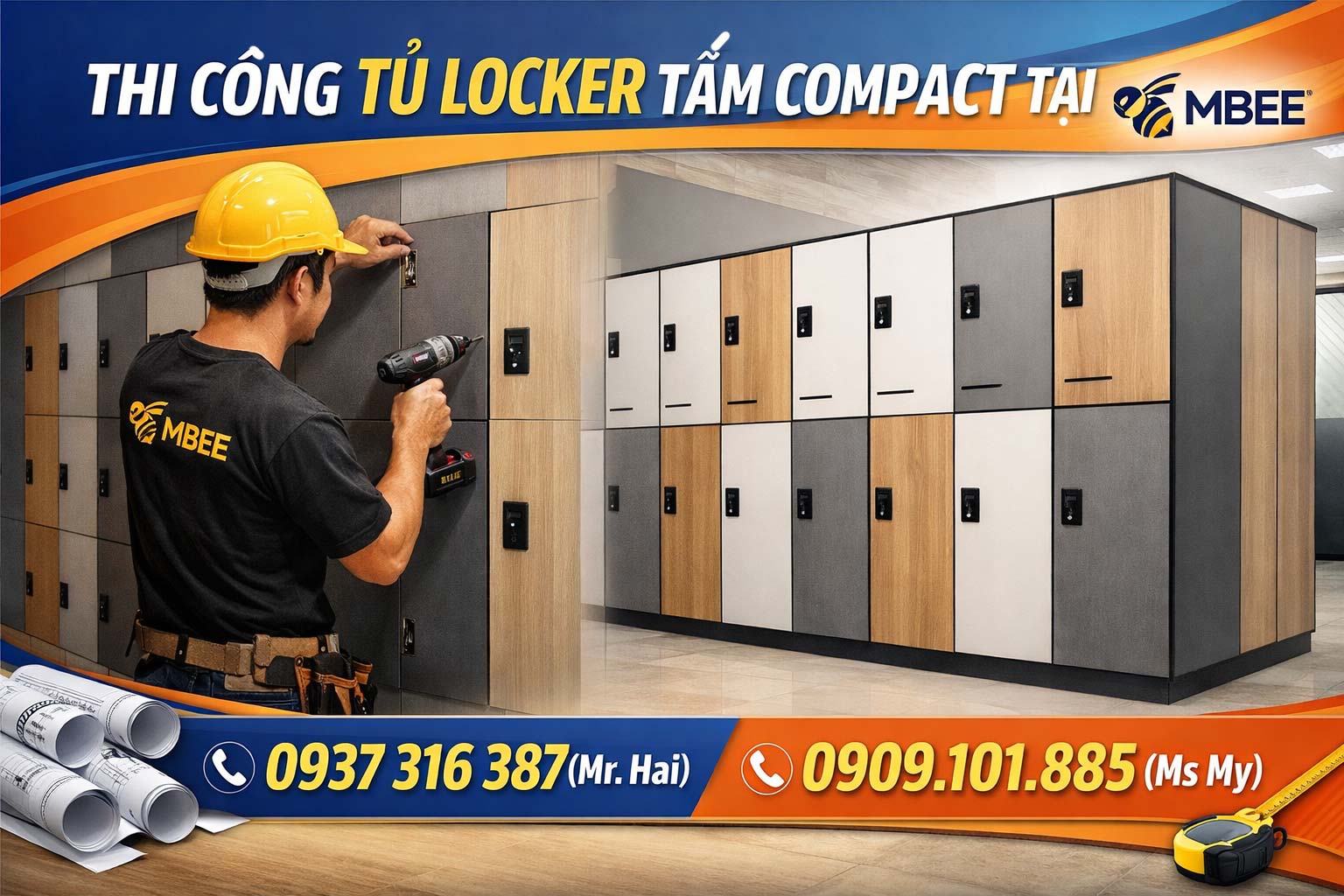 Tấm Compact HPL Làm Tủ Locker – Giải Pháp Lưu Trữ Hiện Đại Tại MBEE