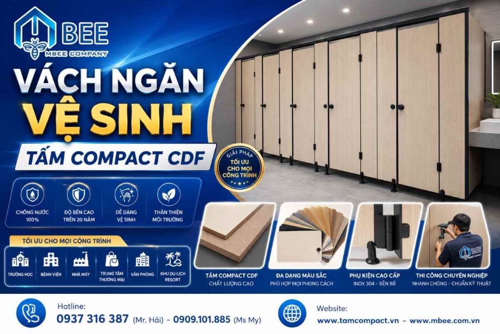 Vách Ngăn Vệ Sinh Tấm Compact CDF | Báo Giá, Kích Thước, Bảng Màu, Thi Công