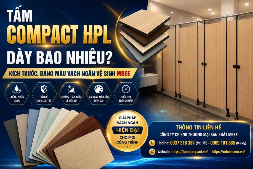 Tấm Compact HPL Dày Bao Nhiêu? Kích Thước, Bảng Màu Vách Ngăn Vệ Sinh MBEE