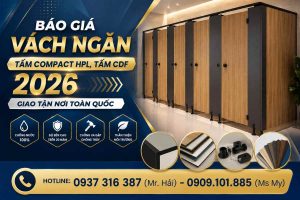 Báo Giá Vách Ngăn Tấm Compact HPL, Tấm CDF 2026 | Mbee Giao Tận Nơi