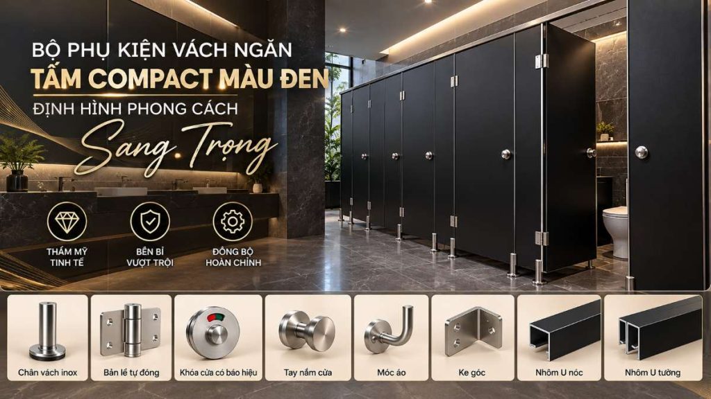 Bộ Phụ Kiện Vách Ngăn Tấm Compact Màu Đen Định Hình Phong Cách Sang Trọng