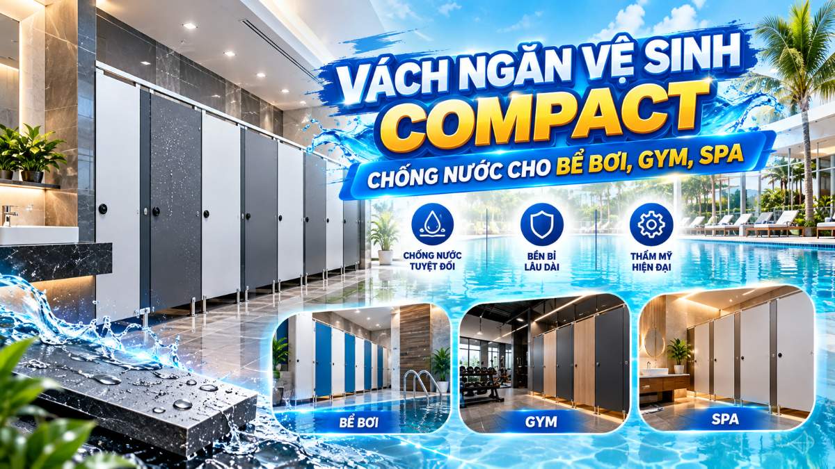 Vách Ngăn Vệ Sinh Compact Chống Nước Cho Bể Bơi, Gym, Spa